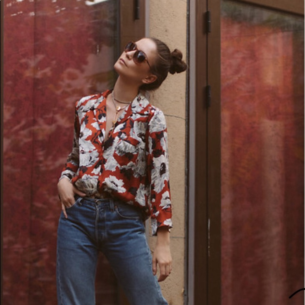 Zara 3/4 sleeve floral pajama like top